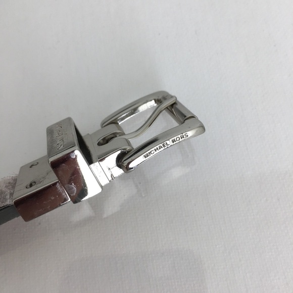 Michael Kors Thin Reversible Belt Black Patent Leather Silver Snakeskin Size L - Picture 10 of 14